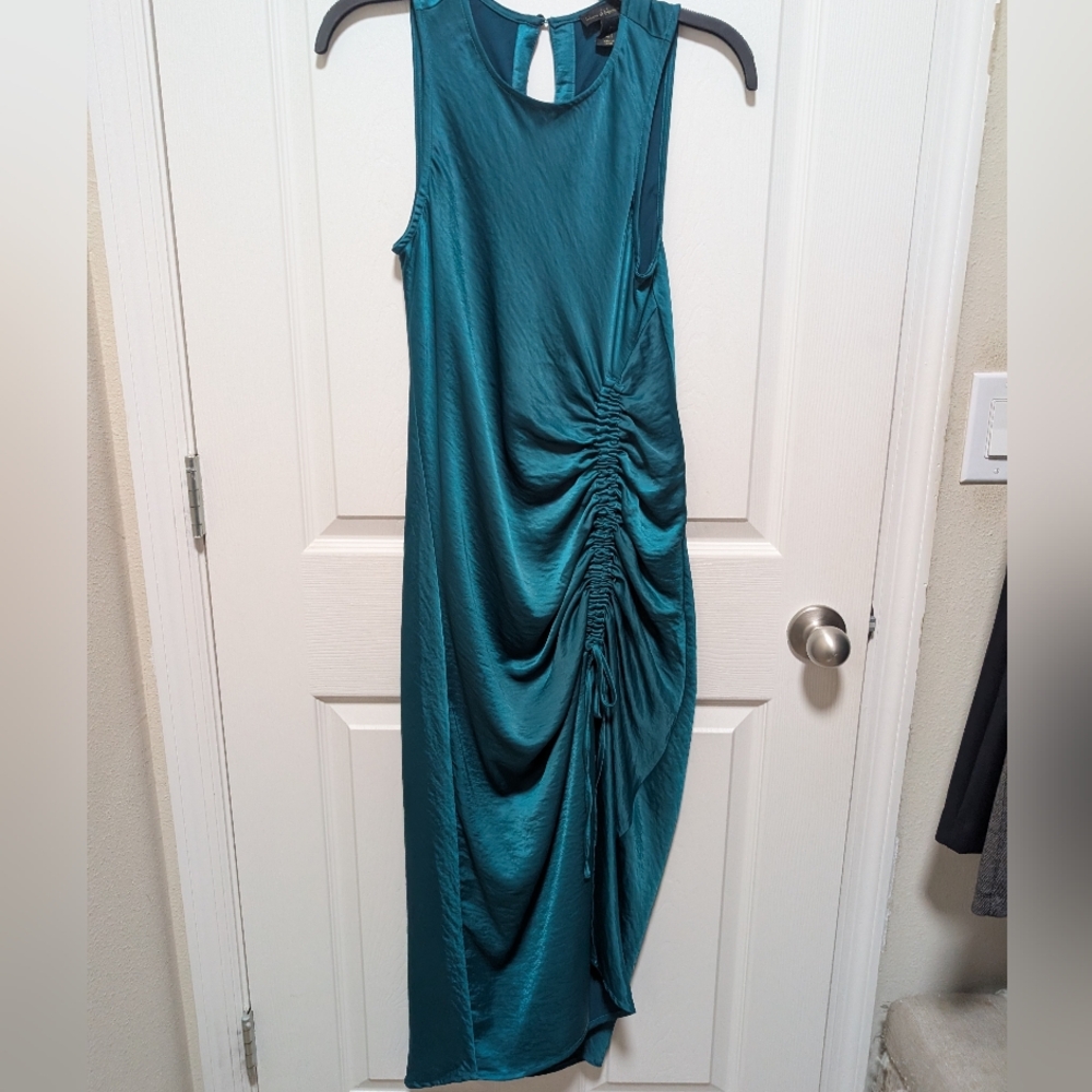 House of Harlow 1960 Teal Sleeveless Ruched Maxi Dress